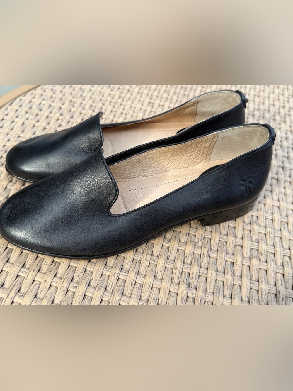 Frye Black Leather Slip-On Loafers